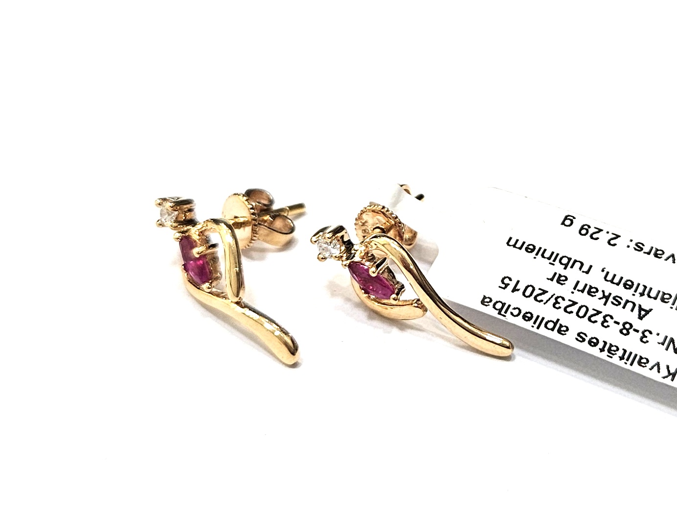Auskari ar briljantiem (0.04 ct), rubīniem (0.20 ct) 5723-1163