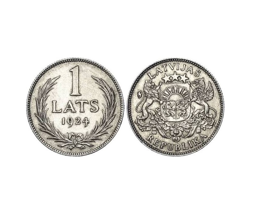 Latvijas sudraba monēta 1 Lats 1924. gada