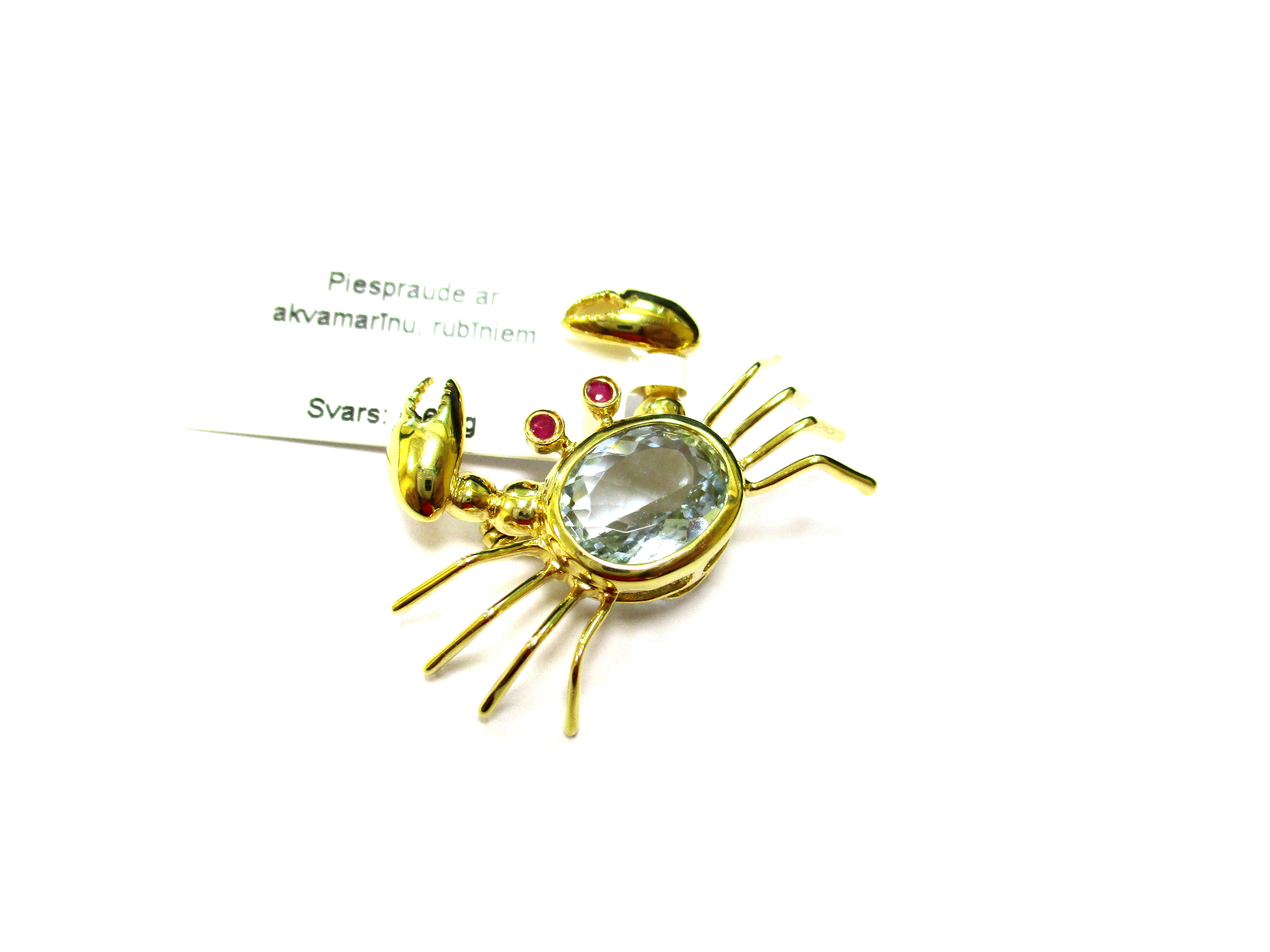 Piespraude ar rubīniem ( 0.02 ct), akvamarīnu 13572-0561