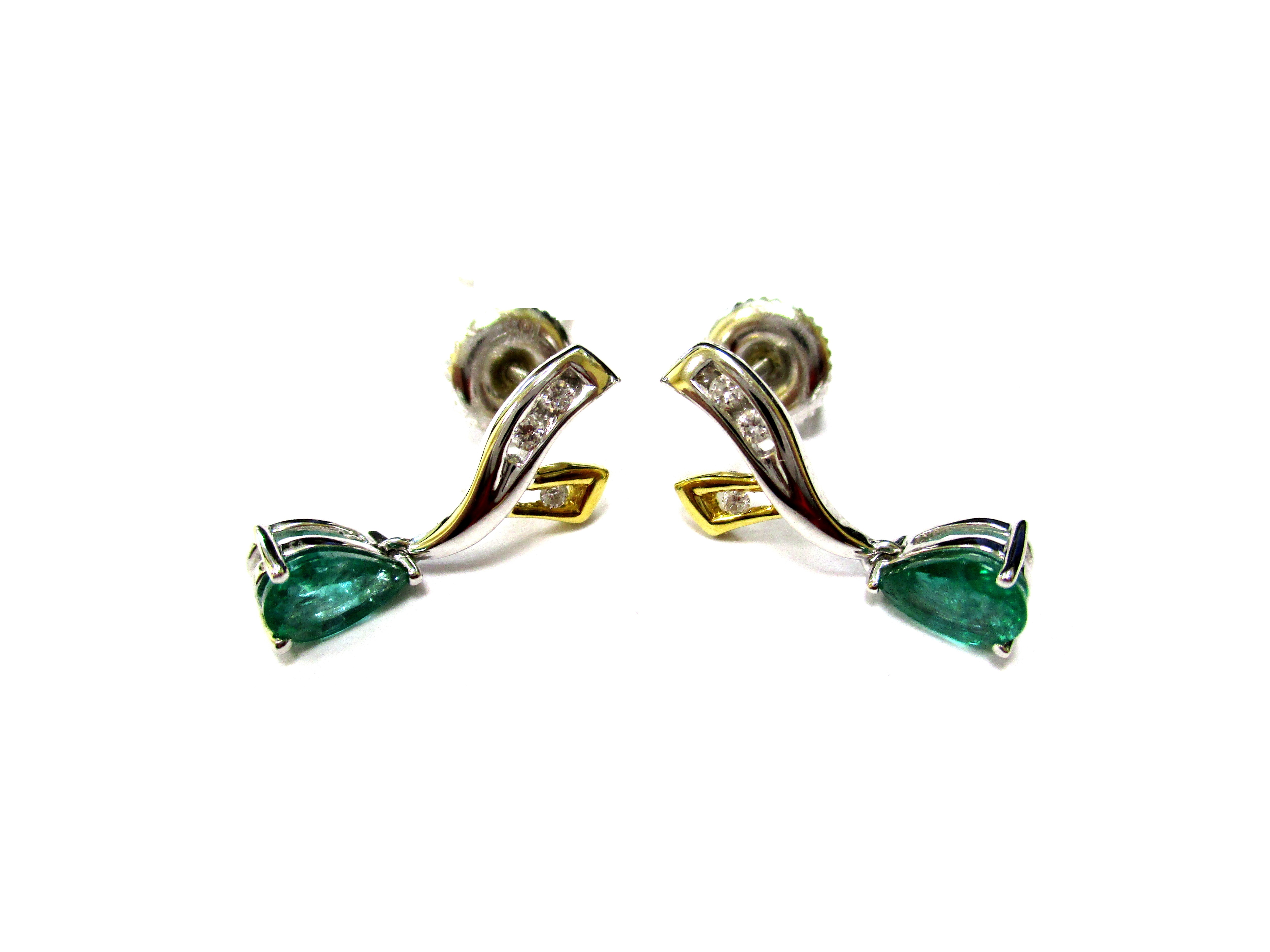 Auskari ar briljantiem (0.01 ct), smaragdiem (0.5 ct) 4032-0563