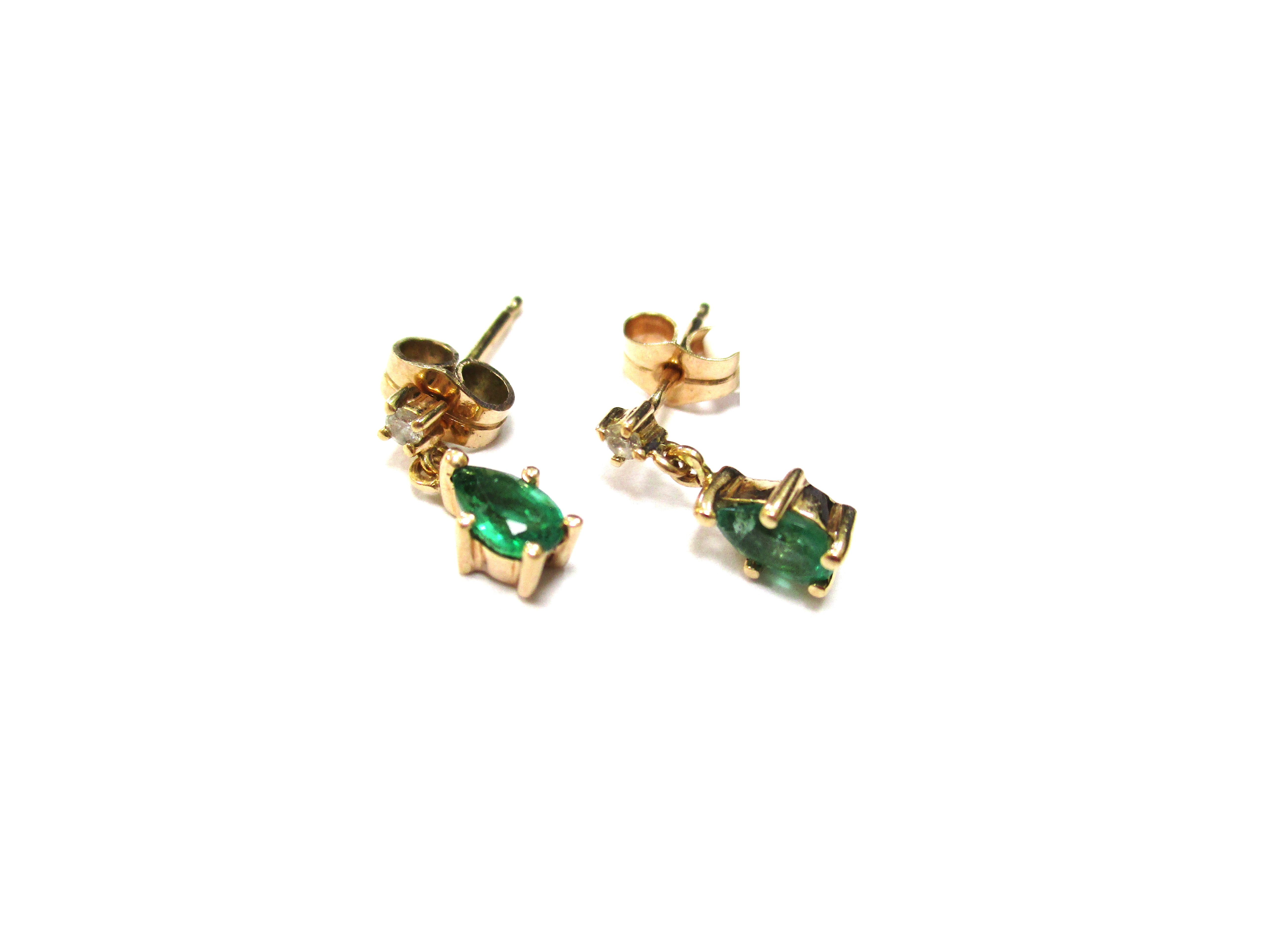 Auskari ar briljantiem (0.01 ct), smaragdiem (0.3 ct) 4033-0563